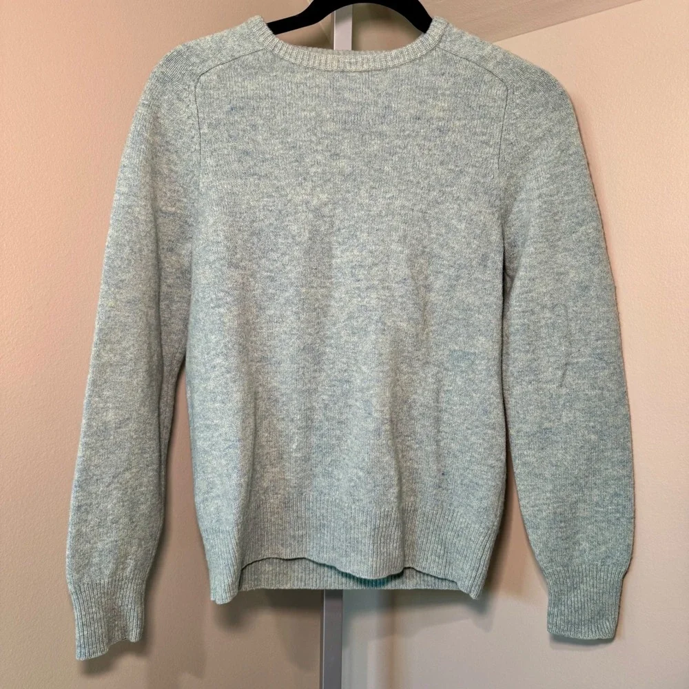 J. Crew Women's‎ XS Lambswool Crew Neck Sweater, Blue Green Knit Pullover